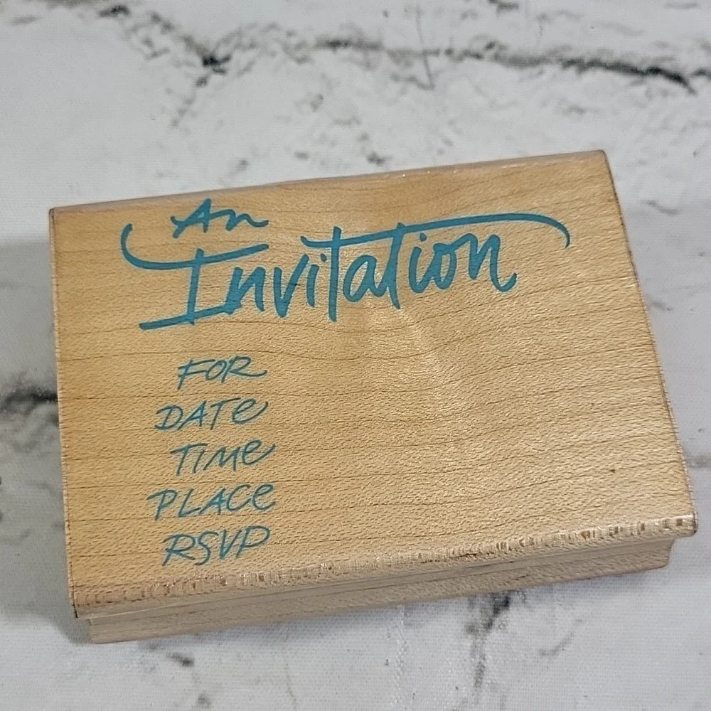 Large Rubber Stamps Party Invitation Lot Thank You You're Invited Mounted Crafts